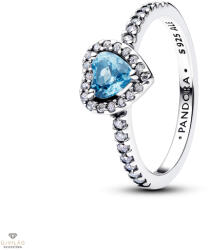 Pandora Kiemelt világoskék szív gyűrű 54-es méret - 198421C10-54