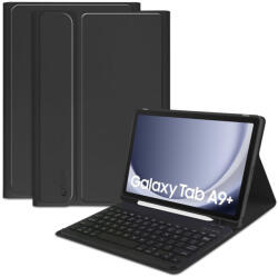 Samsung Tab A9 Plus (11.0) SM-X210 / X215 / X216B, Bluetooth billentyűzetes mappa tok, érintőceruza tartó, érintőceruza nélkül, TP SC Pen Holder + Keyboard, fekete