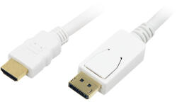 LogiLink DisplayPort - HDMI l kábel, fehér, 2 m