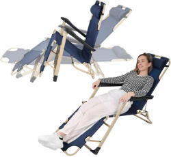 Enero Camp Garda Többpozíciós Utazószék Fejtámlával, Tengerészkék - Bézs