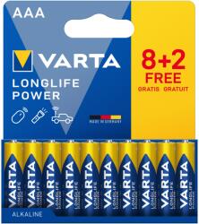 VARTA Longlife Power alkáli elemek, AAA 8+2 db (4903121710)