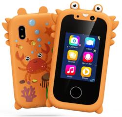  KP08 Crab 2.8" játék okostelefon IPS kijelzővel, Dual kamerával gyerekeknek, narancs