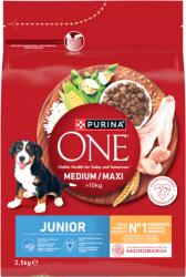 ONE PURINA ONE Junior Medium/Maxi Puppy csirkehúsban gazdag kutyakaja rizzsel 2, 5 kg