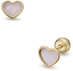 Lisa-gyerek ékszerek Lisa gyöngyház szív arany gyerek fülbevaló (JTAG-0318-18)
