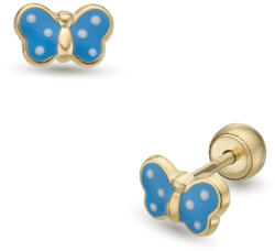 Lisa-gyerek ékszerek Lisa pöttyös kék pillangó arany fülbevaló (JTAG-0323-18)