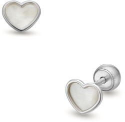 Lisa-gyerek ékszerek Lisa szív fülbevaló gyöngyház díszítéssel és gömb zárral (JTAG-0276-18)