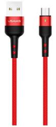 USAMS u26 adatkábel, usb - microusb, 2a, gyorstöltő, 100cm, törésgátló, led jelzés, piros (SJ312MC02)