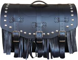 RSA K451 motoros bőrtáska zárral, szegecsekkel és rojtokkal fekete