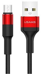 USAMS u5 adatkábel, usb - microusb, 2a, gyorstöltő, 120cm, cipőfűző, piros (SJ224USB02)