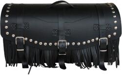 RSA K461 motoros bőrtáska zárral, szegecsekkel és rojtokkal fekete
