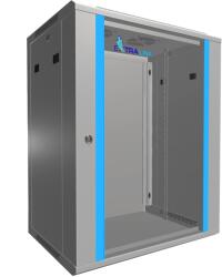 Extralink 19 hüvelykes 15U-os szerver szekrény - 450 mm mélységű hálózati szekrény falra vagy állványra szerelhető, teherbírás 100 kg, edzett üvegajtó, zárható, 180°-os nyílás, szürke (DNXGFNKSDRMMKK)