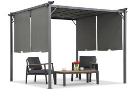Garden Point Antracit Sevilla 3x3m terasz pergola szúnyoghálóval és függönyökkel Garden Point (GAP1246)