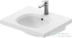 Duravit AURENA 60x50 cm-es falra szerelhető mosdó kerámia fedeles click-clack leeresztővel, DuraShield® bevonattal, matt fehér 238760AC00 (238760AC00)