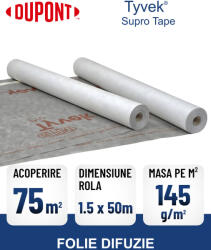 DUPONT Folie anticondens si difuzie cu banda adeziva DUPONT TYVEK SUPRO TAPE