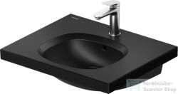 Duravit AURENA 60x50 cm-es falra szerelhető mosdó kerámia fedeles click-clack leeresztővel, DuraShield® bevonattal, matt fekete 238760AF00 (238760AF00)