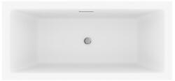 M-Acryl Sabina PRO SLIM MATT fehér színű egyenes akril kád vízszintes túlfolyóval vékony peremmel 170x75 kádlábbal és peremrögzítővel (12483-1)