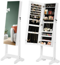 SONGMICS Álló Ékszertároló Szekrény Teljes Tükörrel Fehér (EUZ-JJC002W01) - platinashop