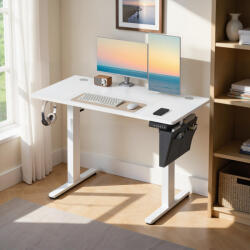 SONGMICS elektromos magasságállítható íróasztal 120 x 60 cm 4 memóriapozícióval home office fehér (EUZ-LSD132WZ02)
