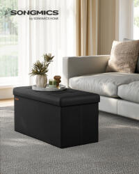 SONGMICS 76 cm összecsukható tároló ülőpad lábzsámoly fekete (EUZ-LSF047B01) - platinashop