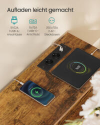 SONGMICS BELLAH Fiókos Szekrény LED Világítással és Beépített Konnektorral Rusztikus Barna Fekete (EUZ-LGS723KD01) - platinashop