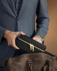 SONGMICS RONNE Luxus Óratartó Tok 3 Órához Fekete PU Bőr Kivitelben (EUZ-JWB017G01)