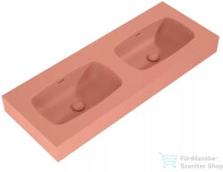AREZZO design MABEL DUO öntöttmárvány falra szerelhető dupla mosdó 120 cm, matt terra pink AR-168892 (AR-168892)