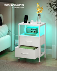 SONGMICS BELLAH LGS302WH03 éjjeliszekrény töltőállomással LED világítással felhőfehér (EUZ-LGS302WH03) - platinashop