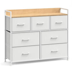 SONGMICS LTS523W57 fiókos szekrény textil fiókokkal fém vázzal fehér-fa színű (EUZ-LTS523WH01)