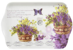  Tálca, műanyag, szögletes, levendula mintás, 21x14cm (1605MUA113) - mystock