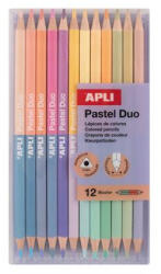 APLI Színes ceruza készlet, kétvégű, háromszögletű, APLI "Pastel Duo", 24 különböző pasztel szín (20084) - mystock