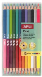 APLI Színes ceruza készlet, kétvégű, háromszögletű, APLI "Duo", 24 különböző szín (20082) - mystock