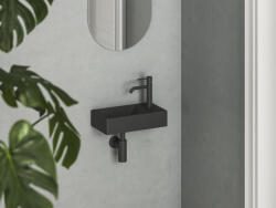 RAVAK Veda Wall 40 kézmosó jobb matt fekete (XJXPD240000) - szaniteraruhaz