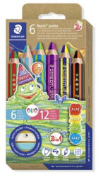 STAEDTLER Színes ceruza készlet, duo színű, hegyezővel, STAEDTLER "Noris® junior 140", 6 különböző szín (1402 C6) - mystock
