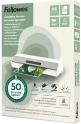 Fellowes Meleglamináló fólia, 80 mikron, A6, matt, 100 db, FELLOWES "Light (100143438) - mystock