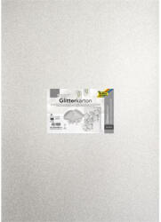  Dekorkarton tömb, csillámos, 1 oldalas, 50x70 cm, 300g, 5 lap, FOLIA, ezüst (85560) - mystock