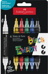 Faber-castell Dekormarker készlet, 1, 0/3, 0 mm, kétvégű, akril, FABER-CASTELL "Shake&Paint", 6 különböző szín (285507)