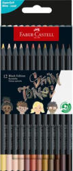 Faber-Castell Színes ceruza készlet, háromszögletű, FABER-CASTELL "Black Edition", 12 különböző bőrszín (116414) - mystock