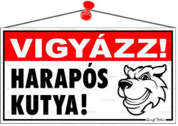  Információs tábla, 22, 5x12, 5 cm, "Vigyázz! Harapós kutya! (000 - 475) - tonerpiac