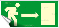  Információs matrica, 25x11, 5 cm, fluoreszkáló, utánvilágítós, "Menekülési irány jobbra (310 - 31) - tonerpiac
