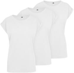 Build Your Brand Set de 3 tricouri pentru femei cu mâneci suflecate - Albă | M (BY021-3ks-white-M)