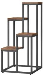 Klubfotel Növénytartó állvány 4 szintes - rusztikus/fekete