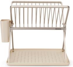 Brabantia SinkSide Foldable Dish Drying Rack összecsukható edényszárító, csepegtető tálca, kis méretű, evőeszköztartóval, világos bézs, 370x330 mm - 252082 (252082)