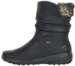 RIEKER Cizme dama, negru, casual, piele ecologica, impermeabile, imblanite, scurte, cu talpa joasa, Rieker Z7088-00-Negru (Marime: 36) (Z7088-00-Negru-36)