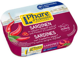 Phare Sardine in ulei bio de masline extravirgin cu ardei Espelette, 135 g