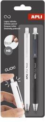 APLI Töltőceruza, HB, nyomógombos, APLI "Infinite Click", fehér és fekete (LCA20064) - officesprint