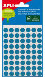 APLI Etikett, 8 mm kör, kézzel írható, színes, kék, 288 etikett/csomag