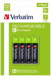Verbatim Tölthető elem, AAA mikro, 4x950 mAh (VAKUAAA)