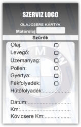  BMW - Olajcsere szerviz matrica kártya 10x6 cm saját logóval : Színek - Special