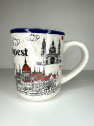  Budapest SketchArt - Kék Peremű Kerámia Bögre (89017191)