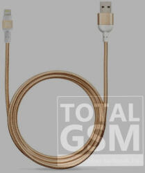 ADAM elements PeAk II 300B Apple iPhone 5 / 5S / SE / 5C / 6 / 6S / 6 Plus / 6S Plus / 7 / 7 Plus / 8 / 8 Plus / X / XS / XS Max / XR / 11 / 11 Pro / 11 Pro Max Lightning-USB adat- és töltőkábel MFi arany (3 m)